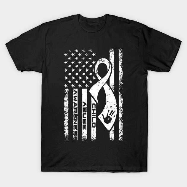 Child Abuse Awareness USA Flag T-Shirt by FrancisDouglasOfficial